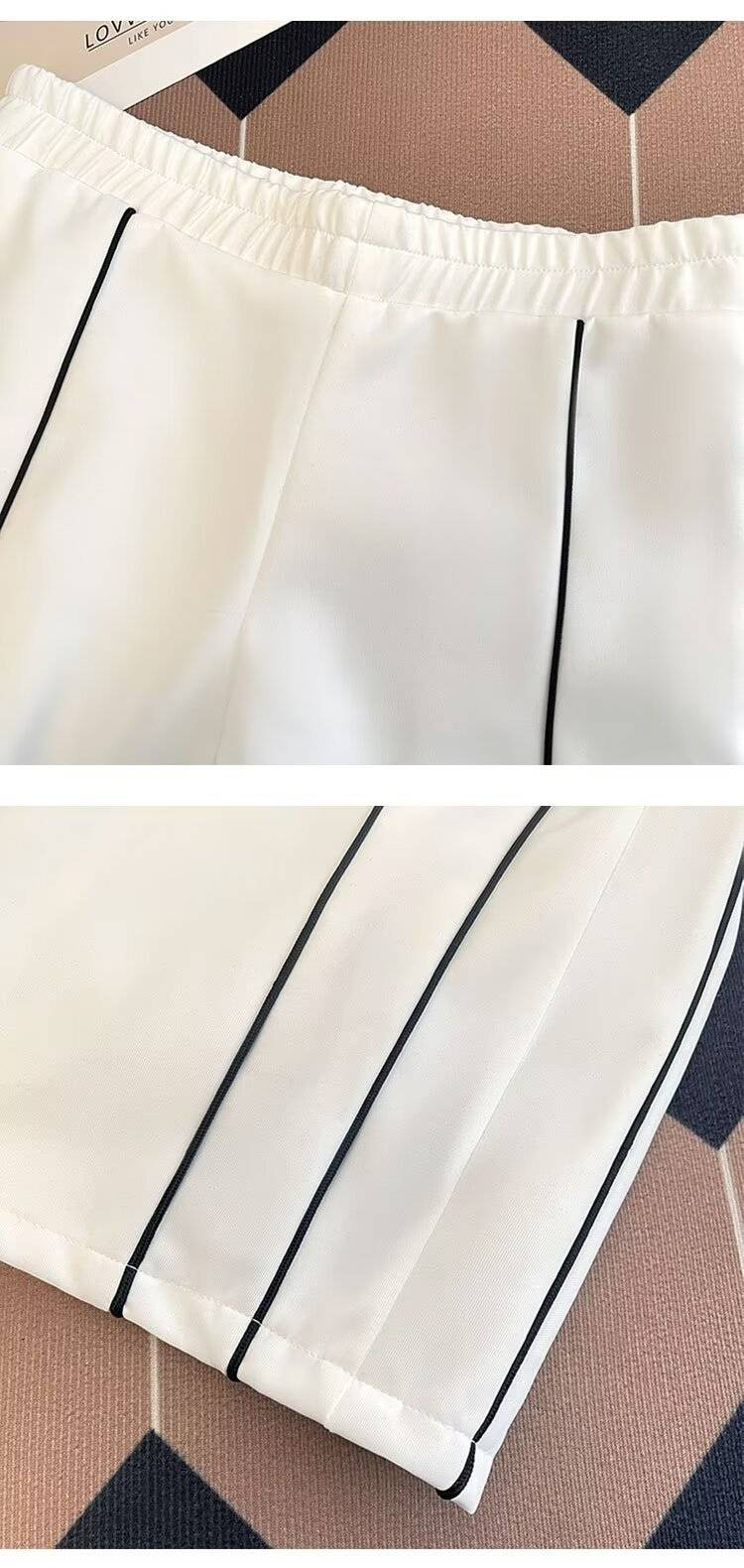 Conjunto de camiseta y pantalón corto de verano para hombre - Ropa deportiva transpirable de mezcla de algodón para gimnasio, running y ropa informal - Blanco/Negro (Tallas M-3XL)_voghion.com