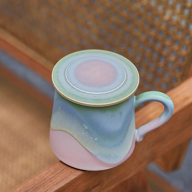 Tazza Xiangshang, tazza in ceramica squisita e artistica per donne, colore sottosmalto Jingdezhen, regalo ideale_voghion.com