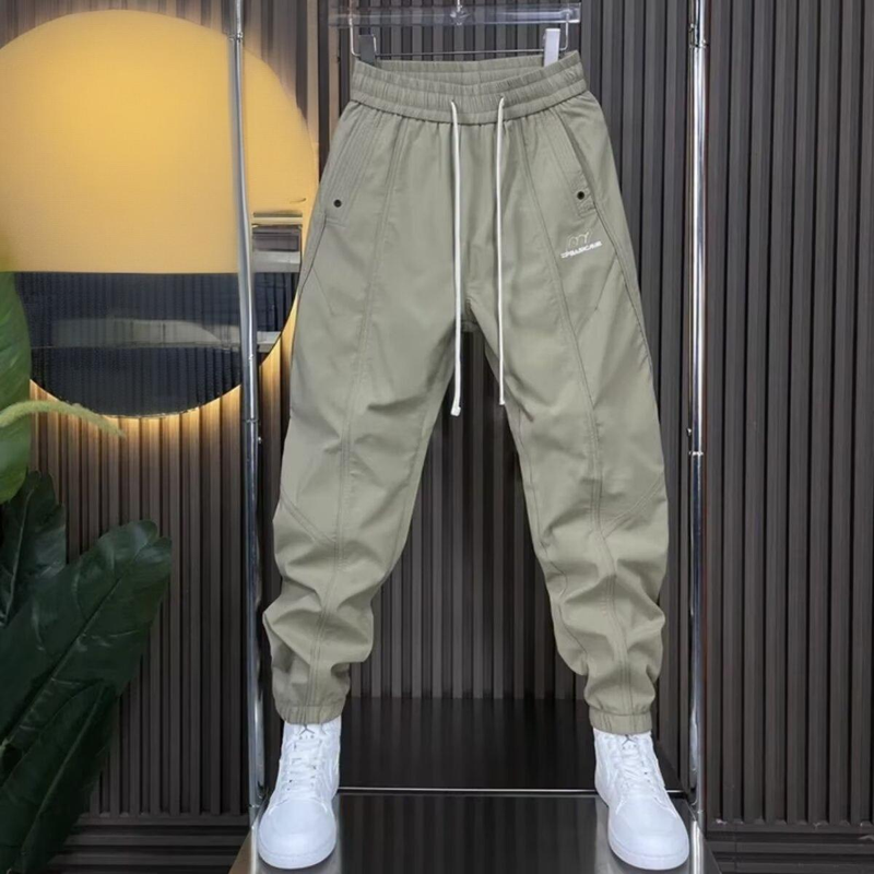 Men's Clothing Stylish Jogger Pants With Contrast Stitching, Relaxed Fit, Lightweight & Breathable Cotton Blend, Elastic Cuffs, Available In Grey_voghion.com