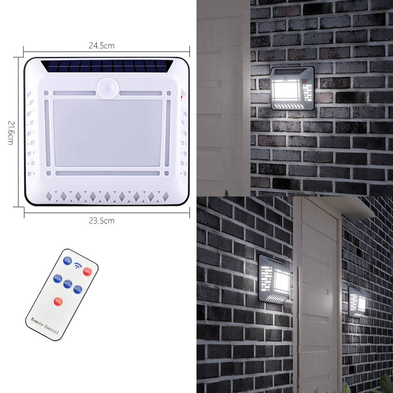 Zonne-wandlamp met afstandsbediening en bewegingssensor, waterdichte buitenverlichting voor terras, tuin en balkon, LED-wandlamp op zonne-energie_voghion.com