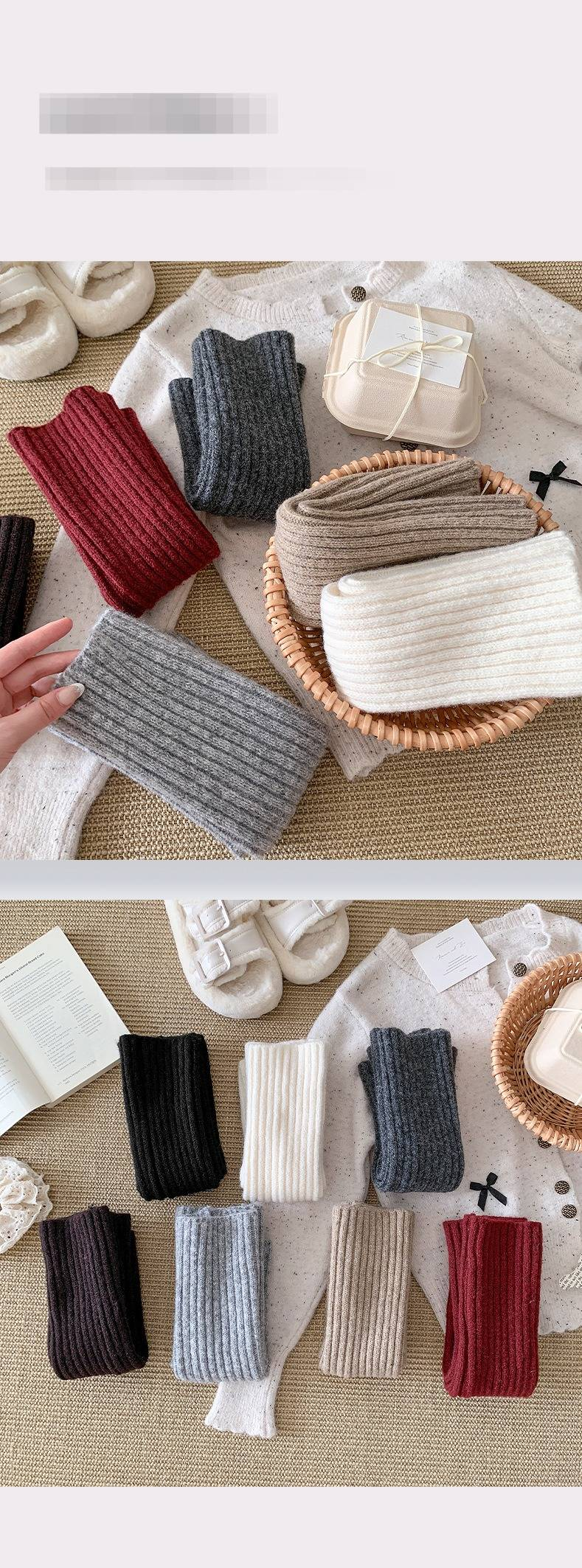 Gestrickte Socken für Damen im Herbst und Winter, neue warme Mittelrohr-Stapelsocken im japanischen College-Stil, weiße Beinwärmer, Zhuji-Socken_voghion.com