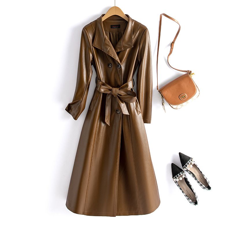 Trench doppiopetto in pelle da donna_voghion.com
