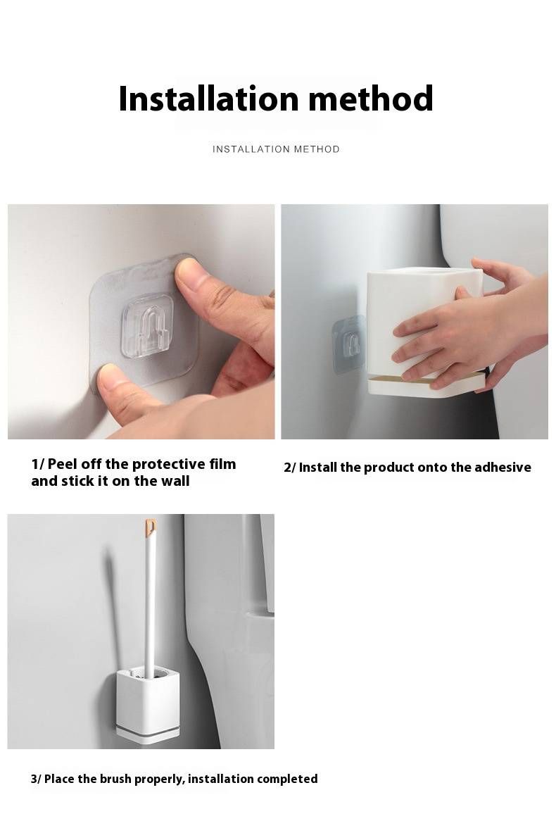 Brosse WC murale – Nettoyage en profondeur à 360°, design compact avec support antirouille (blanc/gris/bleu marine)_voghion.com