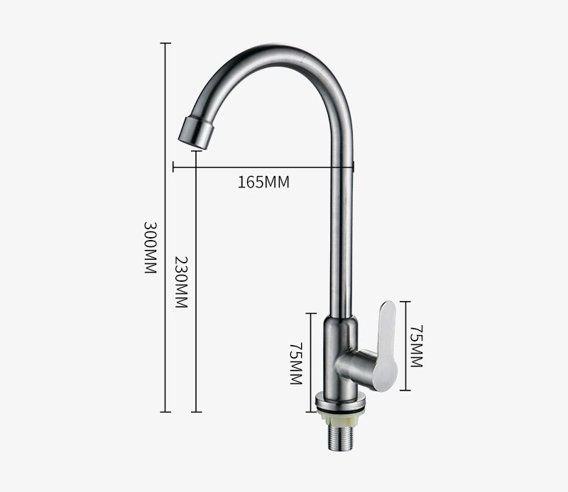 Lavello da cucina in acciaio inox con cuscinetti a sfera, acqua calda e fredda, design girevole, antispruzzo, rubinetto singolo per acqua fredda per balcone._voghion.com