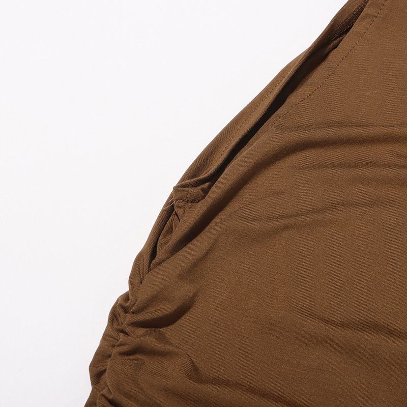 Abbigliamento da donna, top senza maniche con colletto a volant, nuovo temperamento, design con lacci plissettati, vestibilità attillata._voghion.com