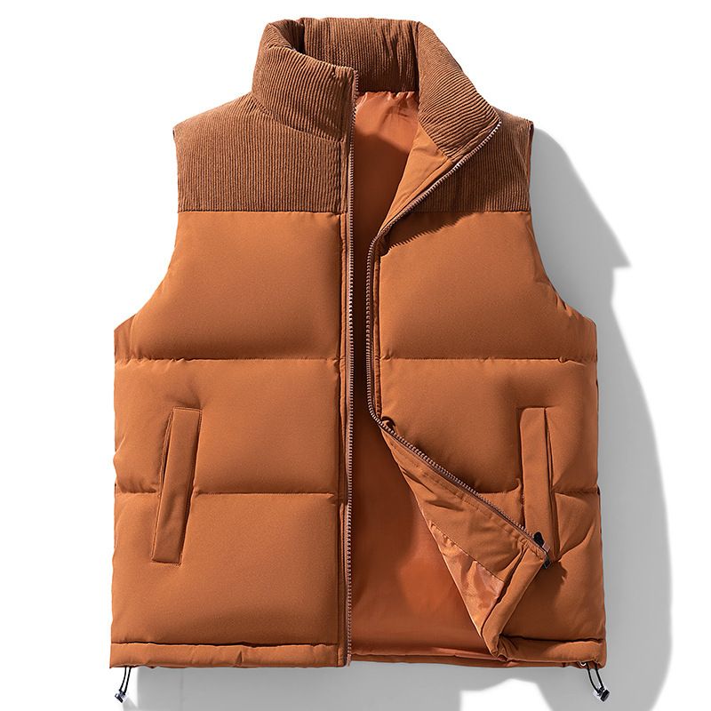 Autumn Winter Down Cotton Men Thickened Jacket Unisex Loose Puffer Vest_voghion.com