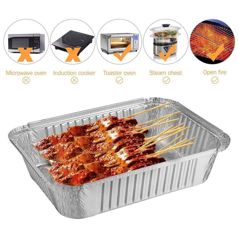 50pcs Disposable BBQ Drip Pans 50pcs Aluminum Foil Grease Drip Pans Recyclable Grill Catch Tray For Baking Cooking Storing_voghion.com