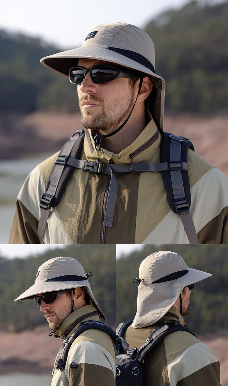 Hot Sale Xioguan 100% polyester 9249 summer men's and women's large brimmed shawl fisherman quick drying breathable sunshade hat_voghion.com