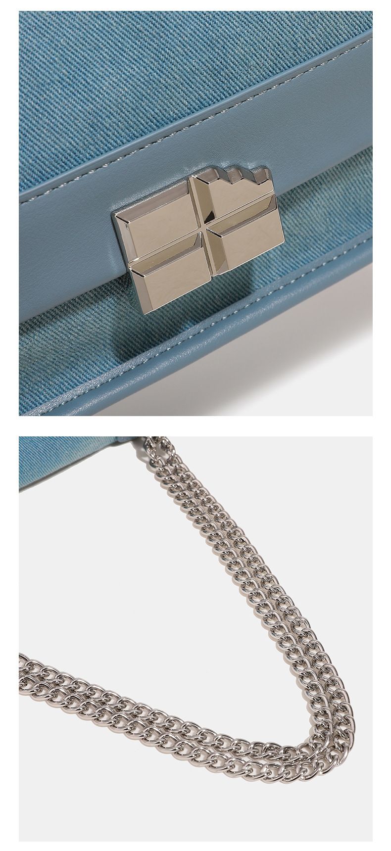Chaîne au Design Unique pour femmes, sac de facteur en Denim de grande capacité à une épaule, sac fourre-tout à bandoulière, nouvelle collection 2024_voghion.com