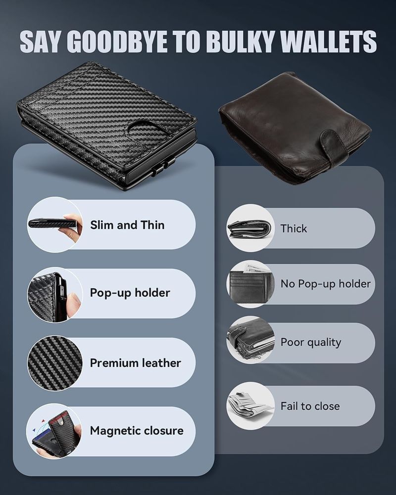 New Large Capacity Flip Cover Magnetic Wallet Anti Lost Men's Credit Card Bag RFID Anti Theft Business Wallet_voghion.com