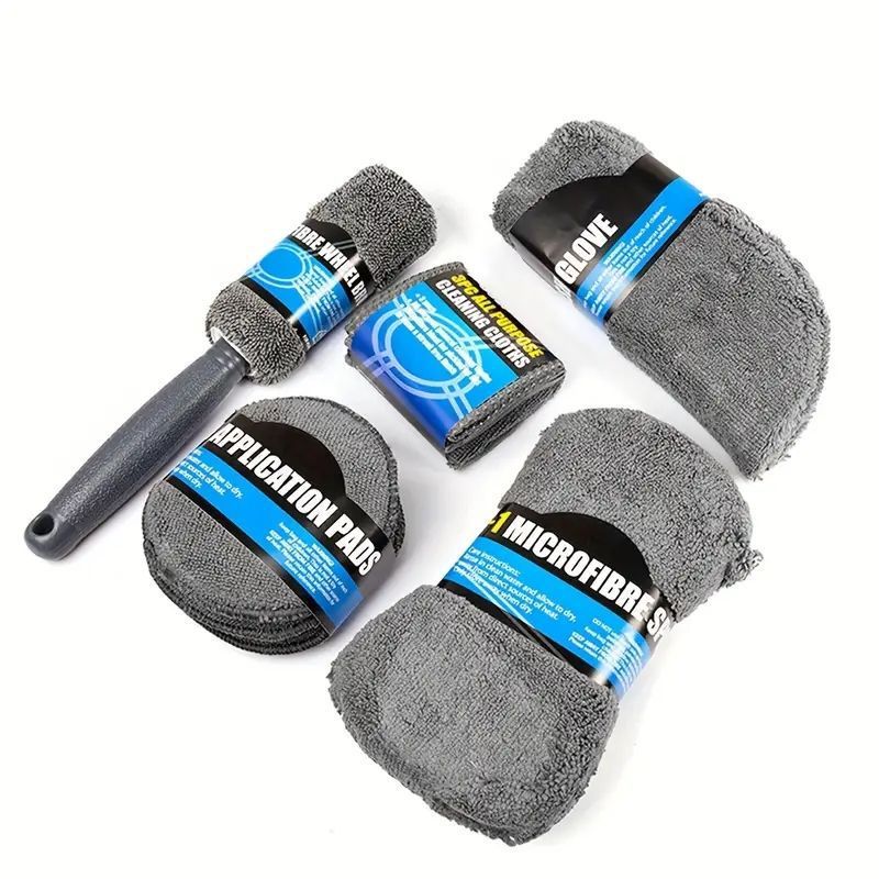 9-Piece Cleaning Tool Set Car Wash Gloves Polishing Waxing Sponge Wiping Towel_voghion.com