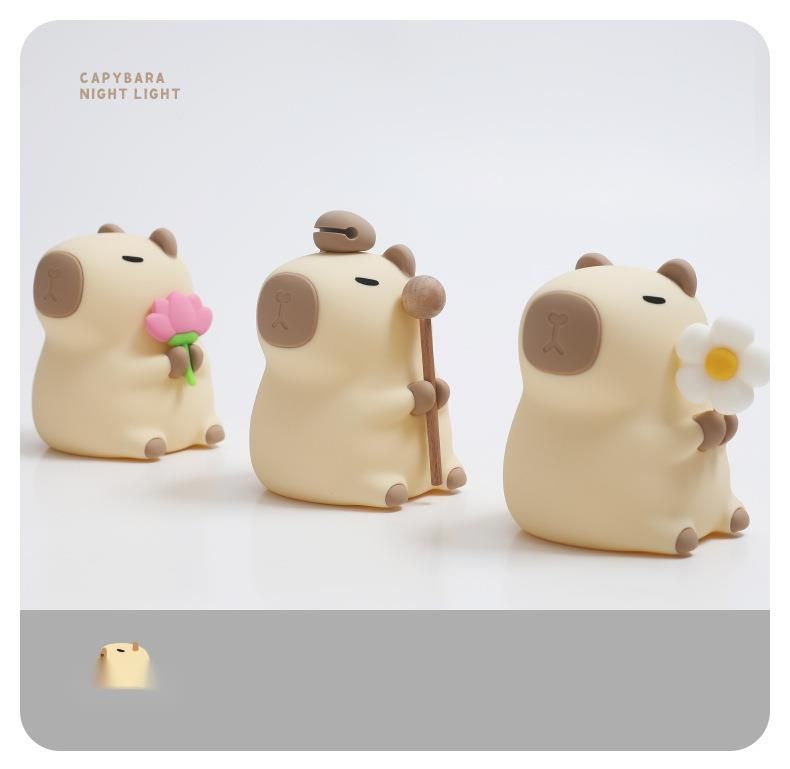 Smart Voice Tap Capybara Holz Fisch Geschenk Internet Promi Jungen Mädchen Silikon Nachtlicht_voghion.com