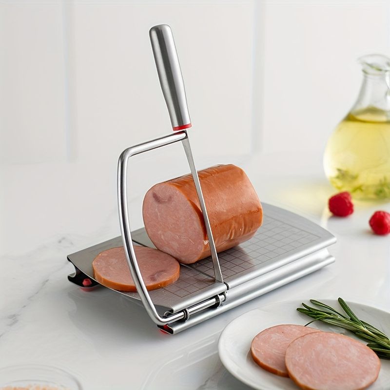 Planche à découper le beurre en acier inoxydable - Trancheuse à fromage/jambon/saucisse - Échelle de mesure - Gadget de cuisine_voghion.com