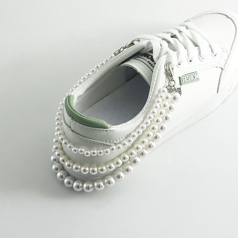Three layer high gloss pearl handmade fishing line woven shoe chain geometric high grade foot ornaments_voghion.com