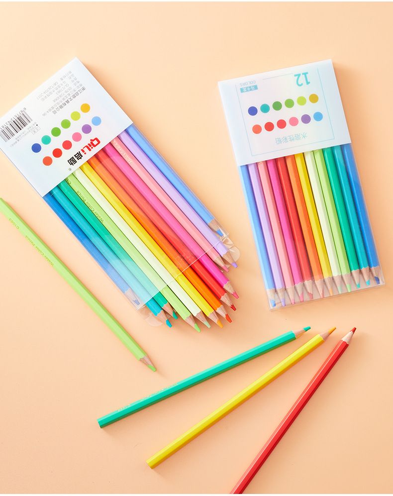 12-Color Macaron Watercolor Pencils - Vibrant, Blendable & Non-Toxic For Sketching, Journaling & DIY Crafts_voghion.com