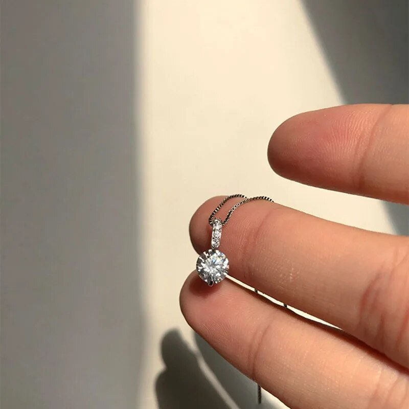 Piccola collana con ciondolo in argento e zirconio, portachiavi semplice e nuovo da donna, regalo per feste per ragazze e donne_voghion.com