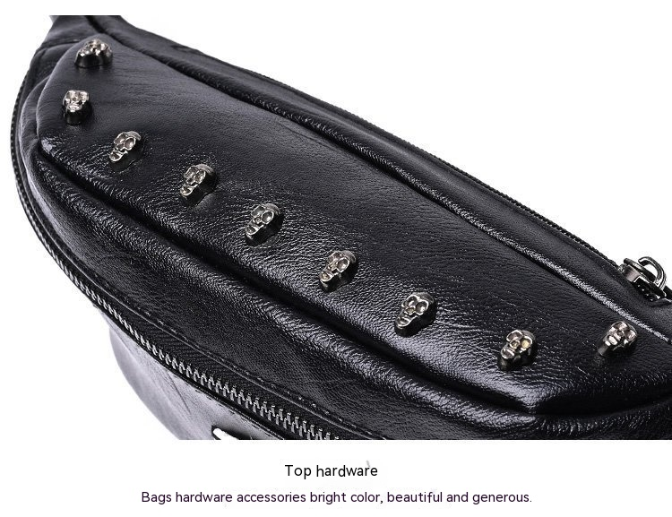 Männer brusttasche punk stud vintage umhängetasche mode PU multifunktionale gürteltasche straße lässig umhängetasche männer_voghion.com