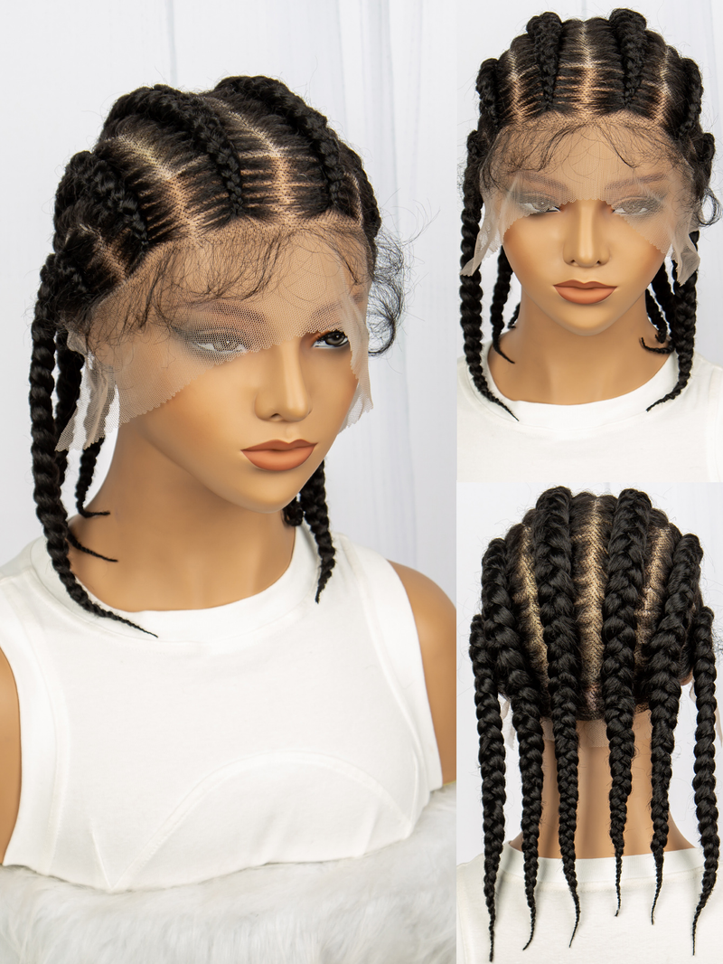 Vollspëtz Fett 6 Strécken Geflochtene Perücke Kappset Handgewoven 6 Strécken Kuerz Geflochtene Spëtz Synthetesch Spëtz 180% Dicht Spëtz Spëtz eenzegaarteg Form_voghion.com