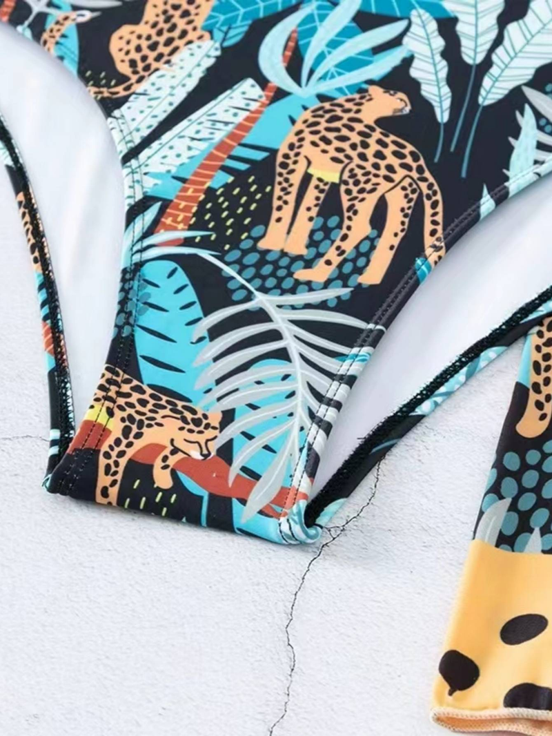 Maiô feminino europeu e americano com babados, saia de chiffon, conjunto conservador de duas peças_voghion.com