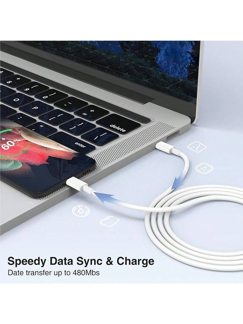 Adaptador de corriente USB-C rápido dual de 20 W: carga rápida, puerto dual, cable tipo C de 1,8 m, compatible con iPhone 15 y iPad._voghion.com