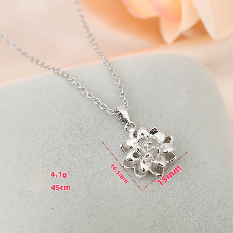 Luo Chen Lotus Necklace - Plated Good Luck Pendant _voghion.com