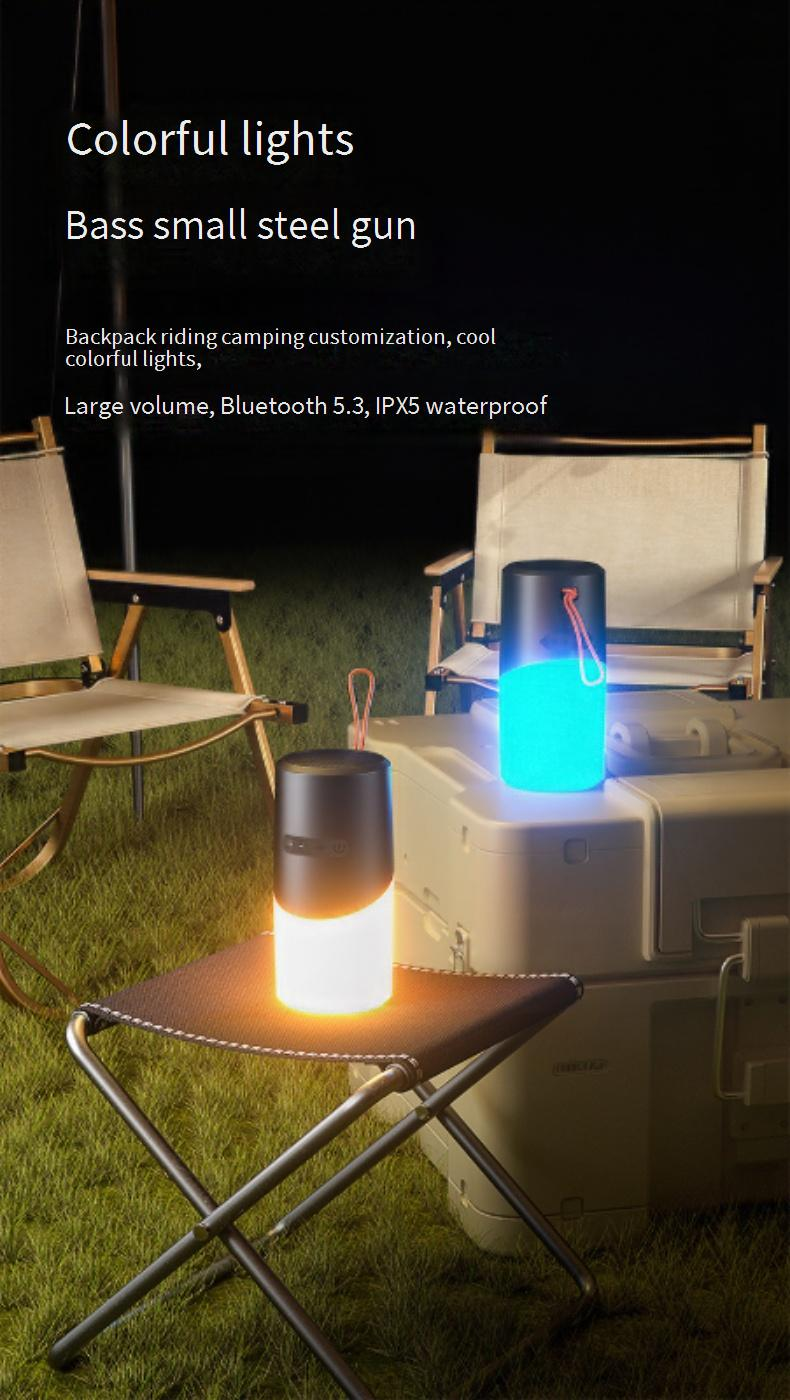 Taşınabilir Hoparlörler Küçük Ses Atmosfer Işığı Kablosuz Bluetooth Hoparlör RGB Işıklı Açık Hava Taşınabilir Su Geçirmez Taşınabilir Bas Küçük Çelik Top_voghion.com