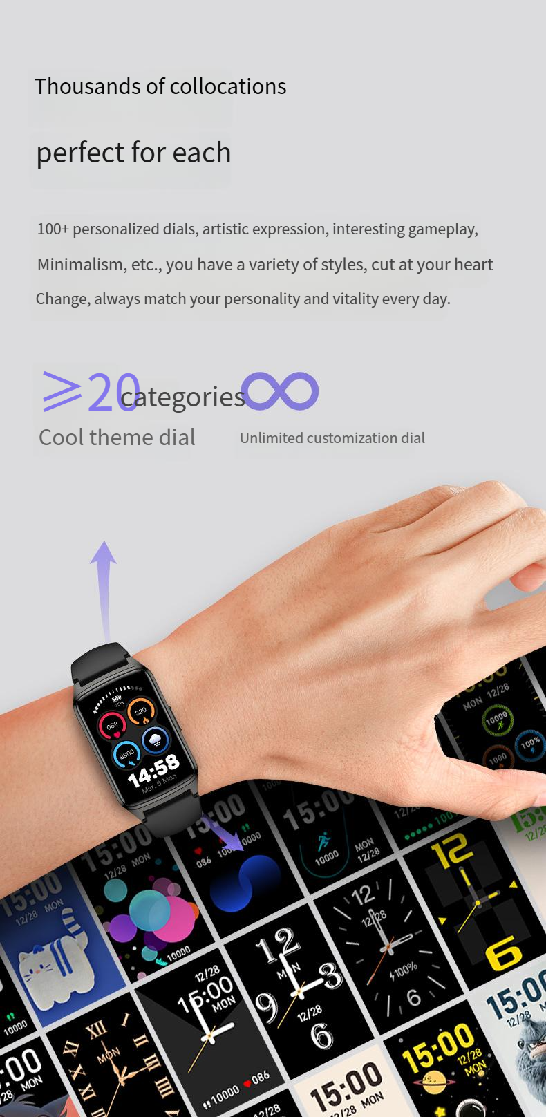 Inteligentne zegarki Baiyimei P121 1,57-calowy inteligentny zegarek z pomiarem tętna, monitorowaniem poziomu tlenu we krwi, sportowym zegarkiem Bluetooth i funkcją połączeń telefonicznych_voghion.com