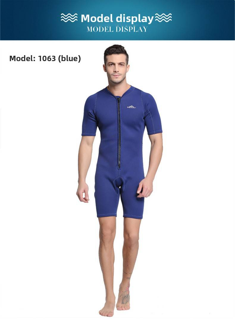 Shark Bart Wasserdicht, Kurzarm, Sonnenschutz, 2MM Einteiliger Badeanzug Für Männer Und Frauen, Schnorcheln, Thermaltauchen_voghion.com