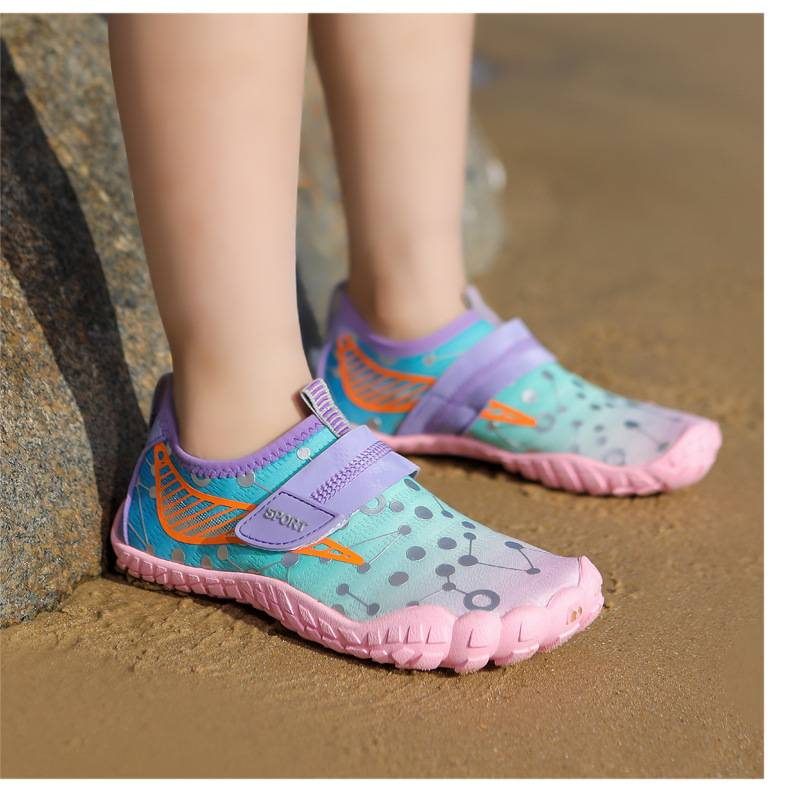 Scarpe da acqua traspiranti per bambini con chiusura a strappo – Calzini antiscivolo ad asciugatura rapida per nuoto, spiaggia e giochi all'aperto_voghion.com