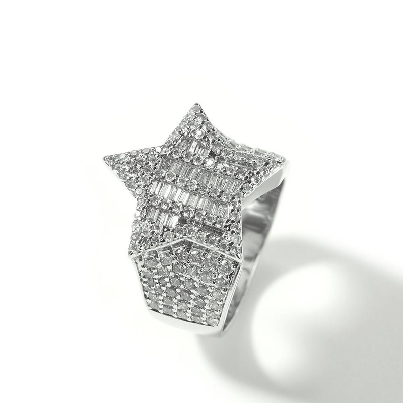Men's Jewelry Cubic Zirconia Star Ring For Men Hip Hop Style Fashion Statement In Gold And Silver Sizes 7-9 T Square Stone Five Pointed Star Ring_voghion.com