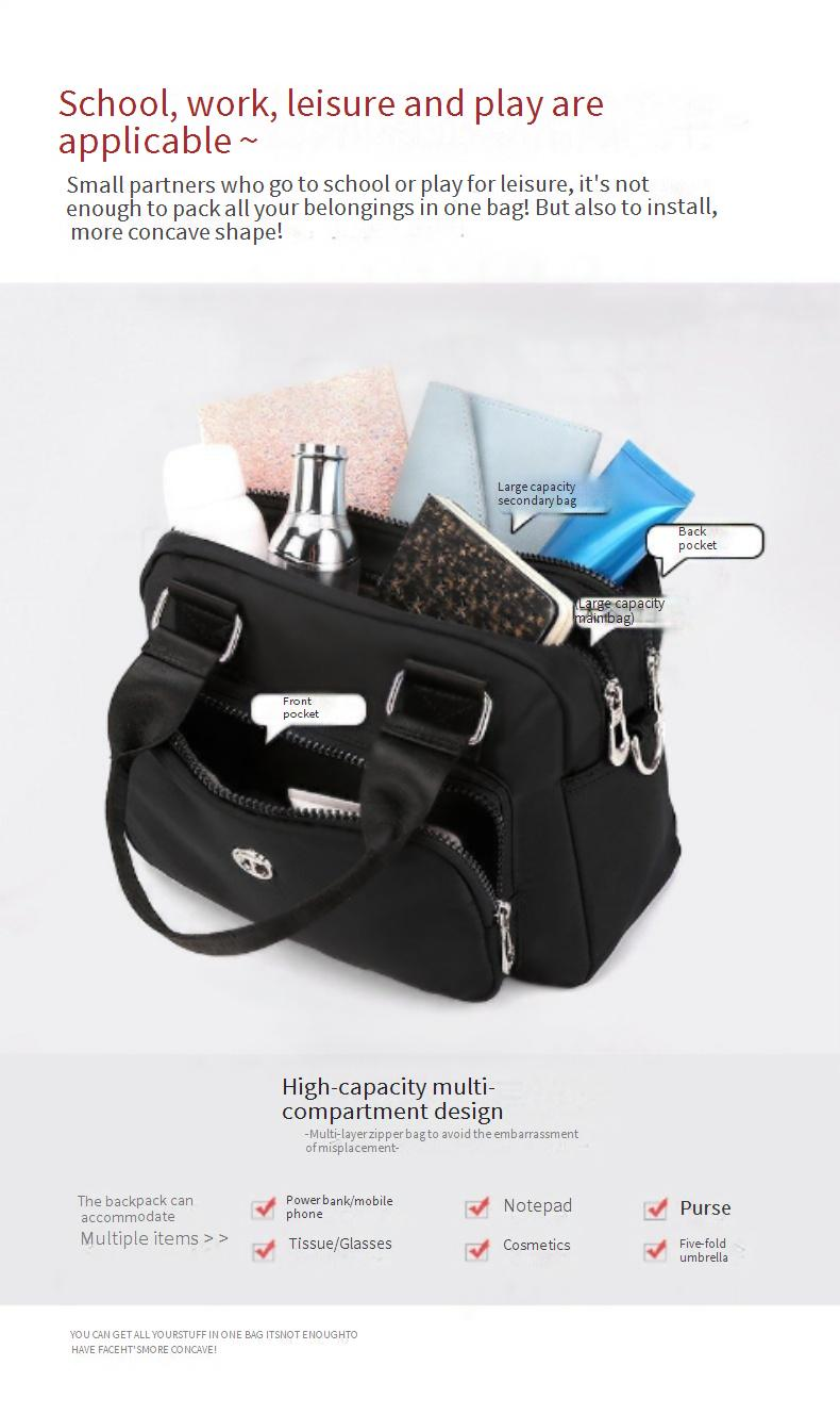 Damen-Umhängetasche, lässige Mini-Handtasche aus Nylon mit Reißverschlusstasche, stilvoll und geräumig für den täglichen Gebrauch (Pink, Schwarz, Lavendel, Grün)_voghion.com