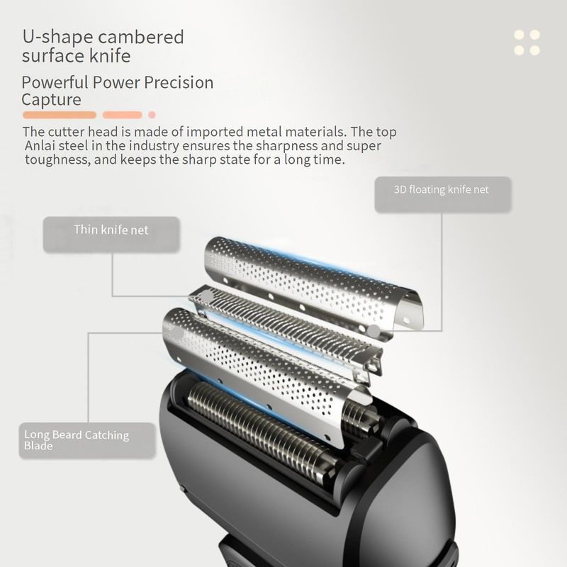 Rasoir électrique 3 lames pour homme, charge ultra-rapide en 1 minute, rasage à sec/humide et étanche, autonomie de 120 minutes, faible bruit (36-45 dB)_voghion.com