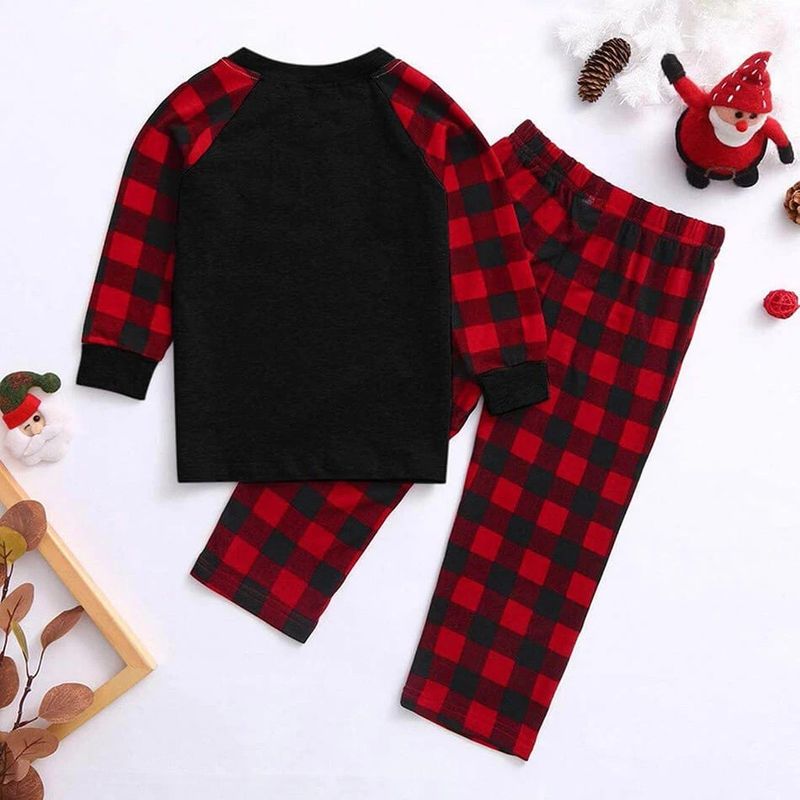 2025 Weihnachts-Eltern-Kind-Kleidung, langärmelige lange Hosen, kariertes Patchwork, bedruckte Heimkleidung, Weihnachts-Eltern-Kind-Kleidungsset – Damen S-XL_voghion.com