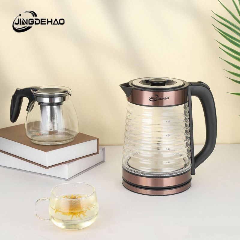 Bollitore elettrico in vetro - Bollitura rapida da 1,7 l (1800 W), base girevole a 360°, indicatore luminoso a LED, senza BPA, per casa e ufficio (certificato 3C, 220 V)_voghion.com