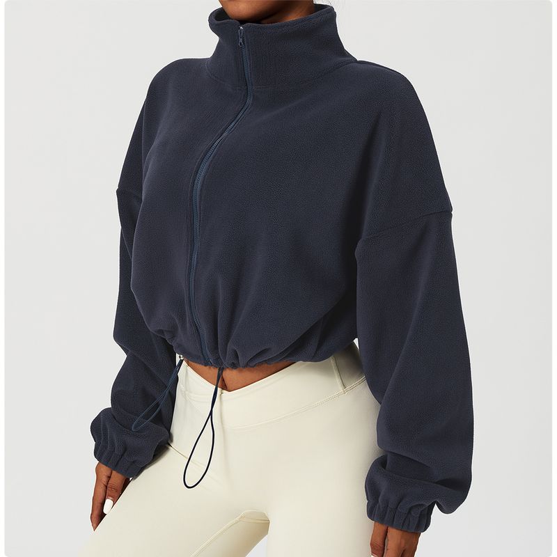 outer Size Cross Border Independent Station Sports Sweater Autumn And Winter Top Stand Collar Loose Plus Velvet Polar Fleece Casual Jacket_voghion.com