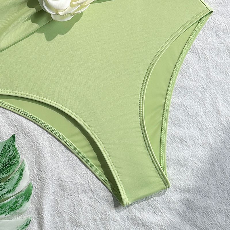 Maillot de bain une pièce à bretelles et cordon de serrage pour femme, couleur unie, style bikini_voghion.com