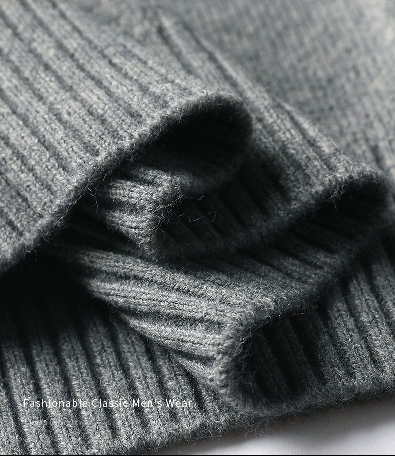 Maglione da uomo in maglia con mezza zip, modello casual di ispirazione coreana, con elastico e confortevole (beige/grigio/nero, M-XXXXL)_voghion.com