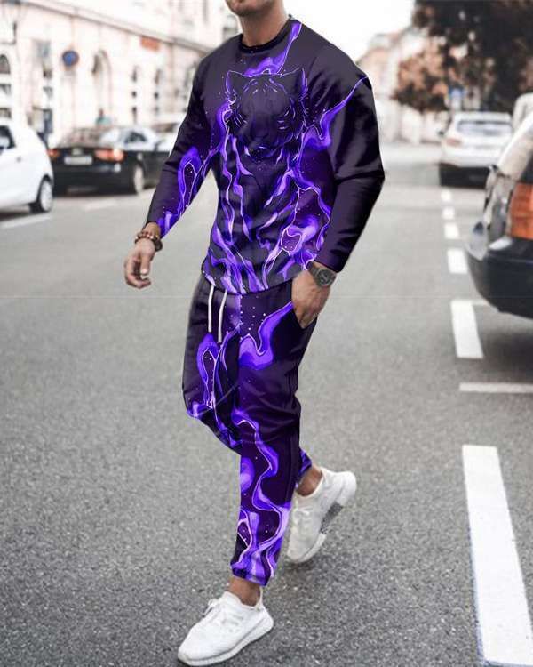Set di pantaloni con scollo rotondo e maniche lunghe alla moda da uomo, autunno e inverno 2025_voghion.com