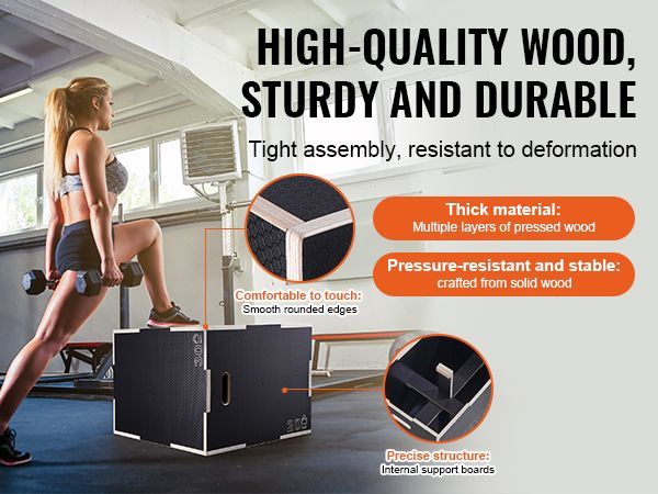 VEVOR 3 In 1 Plyometric Jump Box, 30/24/20 Inch Wooden Plyo Box, Platform & Jumping Agility Box, Anti-Slip Fitness Exercise Step Up Box For Home Gym Training, Conditioning Strength Training, Black_voghion.com