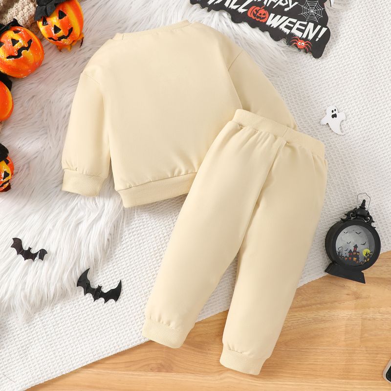 2024 Carino neonato e bambino piccolo abbigliamento per bambini lettera ricamata felpa con cappuccio pantaloni set_voghion.com