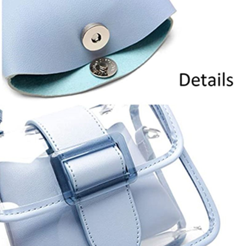 Lihao Borsa tote in PVC Impermeabile 2 in 1 Borsa trasparente con chiusura con fibbia per cintura per la vita quotidiana-Nero_voghion.com