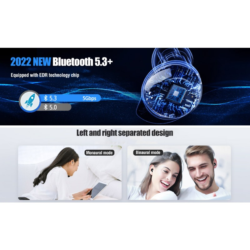 Słuchawki douszne T9 TWS Bluetooth Bezprzewodowe słuchawki douszne z redukcją szumów Słuchawki sportowe bez użycia rąk do urządzeń Apple z systemem Android i Huawei_voghion.com