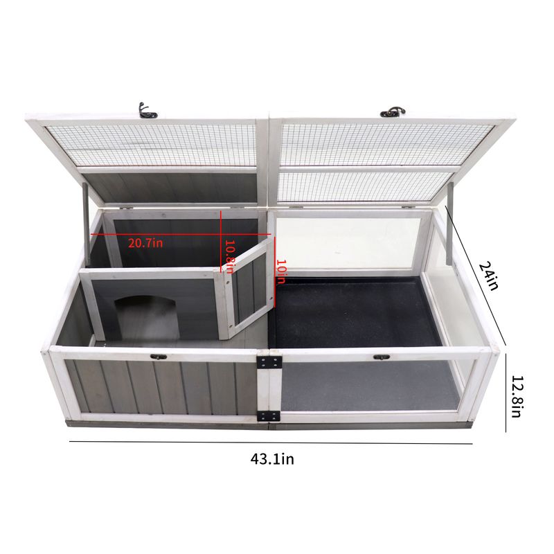 Tortoise Habitat Wooden Tortoise House Tray Indoor Turtle Enclosure for Small Animals Outdoor Wooden Reptile Cage_voghion.com