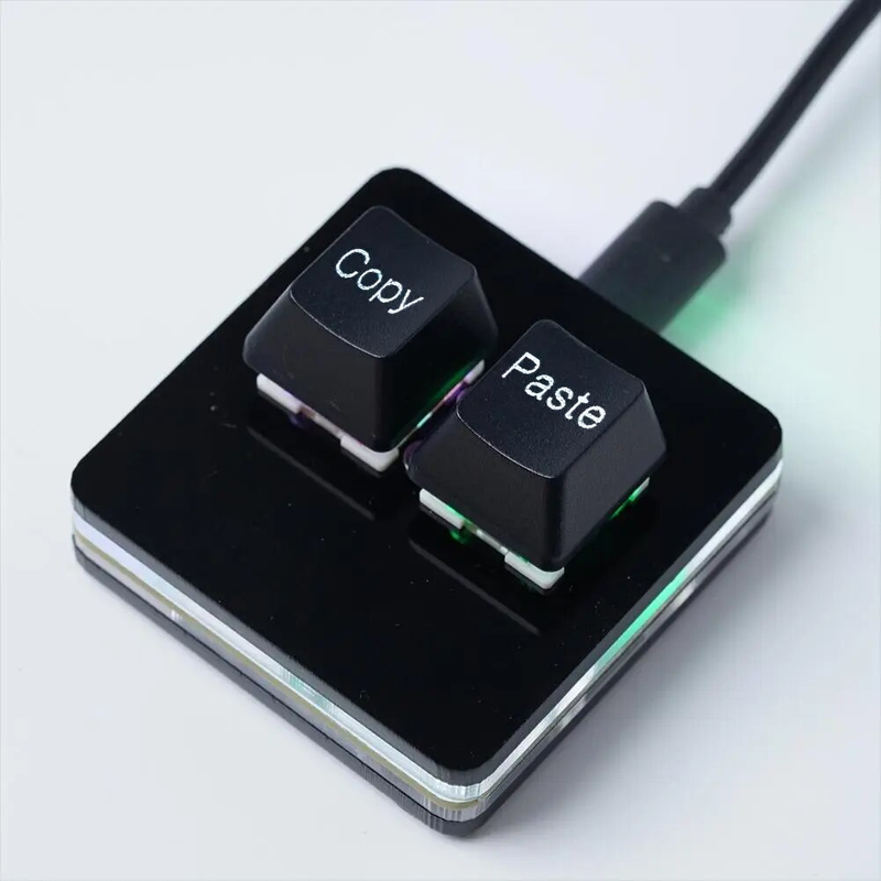 Copy and Paste 2 Key Mini USB Keypad RGB One Handed ro Programming Mechanical Gaming Keyboard Black / White_voghion.com