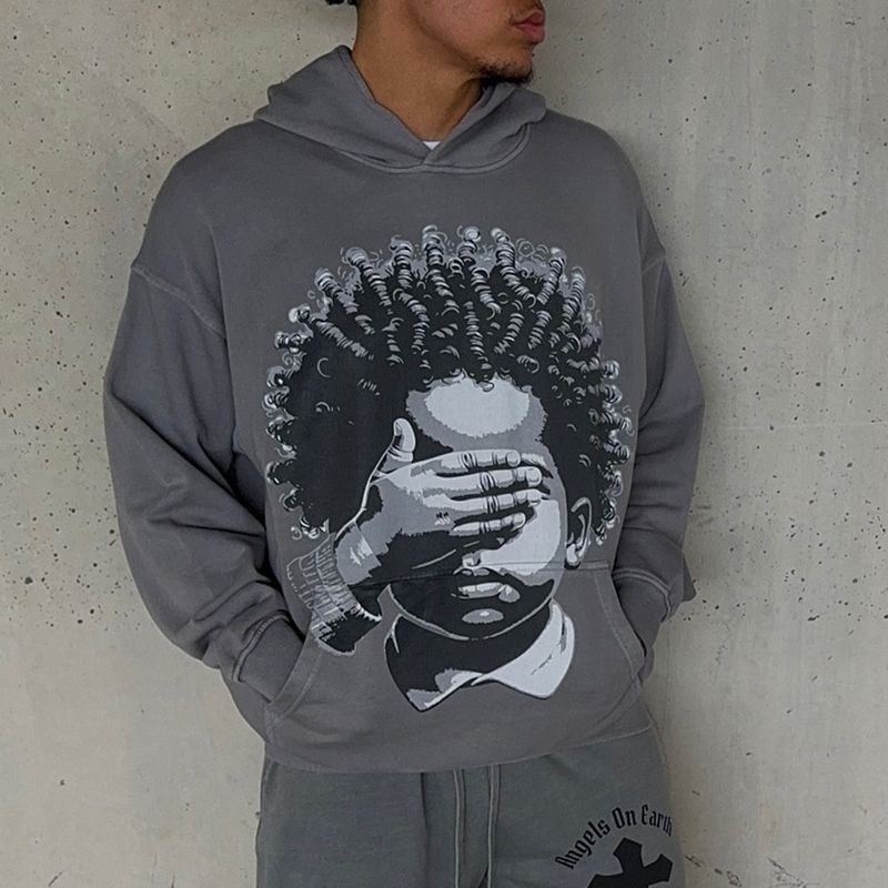 Herrenbekleidung Y2k Winter Street Fashion 3D-Muster Little Boy Print Mode Kapuzenpullover_voghion.com