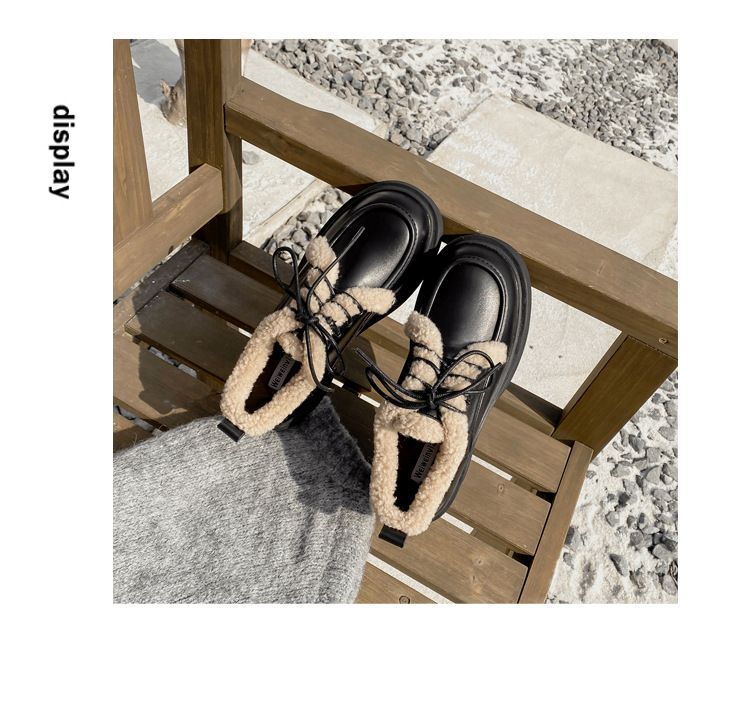 Platform Loafers Women's Retro British Style Single Shoes Women's Lace-up Plush And Furry Small Leather Shoes_voghion.com