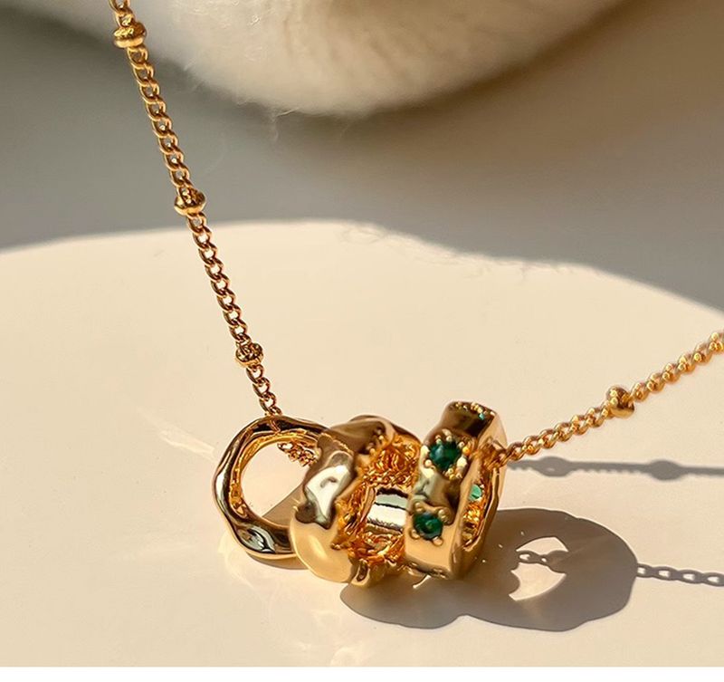Women's Jewelry French Retro Detachable Emerald Green Zircon Necklace Female Light Luxury Simple Fashion High End Sense All Match Clavicle Chain_voghion.com