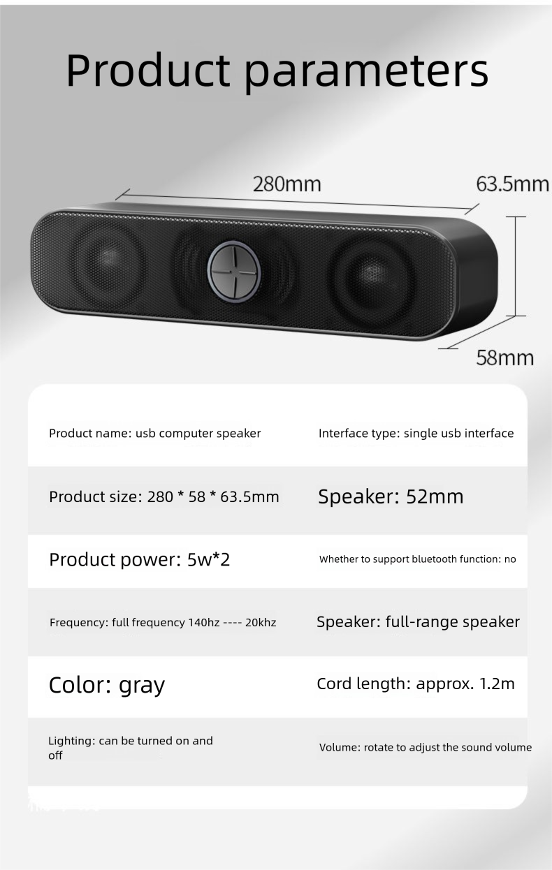 5008 Alto-falante com fio de plugue direto de linha única para computador, para uso doméstico em desktops e laptops_voghion.com