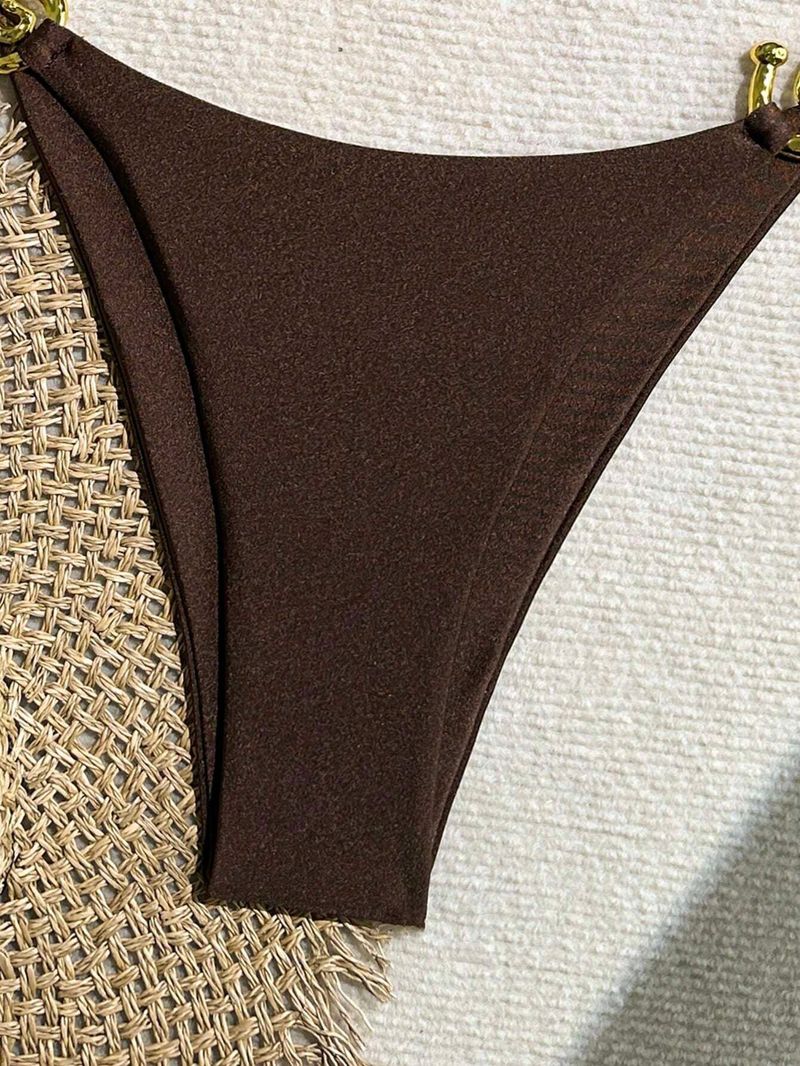 Damenbekleidung Neuer Nylon-Bikini für Frauen mit glänzendem Sexy Split-Badeanzug, einfarbiges Design, Bikini für Frauen_voghion.com