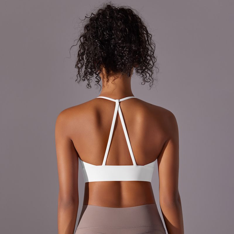New Style Brushed Double-Sided Nylon Solid Color Cross-Back Bra For Running, Fitness, Yoga, And Women's Sports Underwear_voghion.com